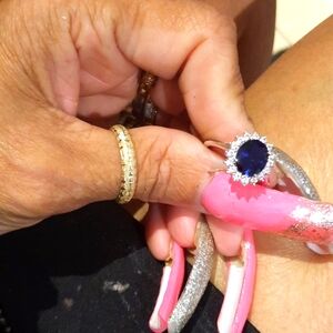 NWT GORGEOUS AUTHENTIC GENUINE SOLID DIAMONELLE CZ LADY DI SAPPHIRE RING 7.5